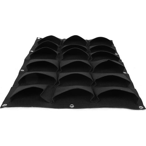 Sac de plantation pour jardin, balcon ou mur, jardinière suspendue verticale, couleur noire, 18 poches (1/4)