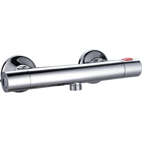 Modern Thermostatic Bar Mixer Shower Valve Round Chrome 1/2"" Bottom Outlet Brass