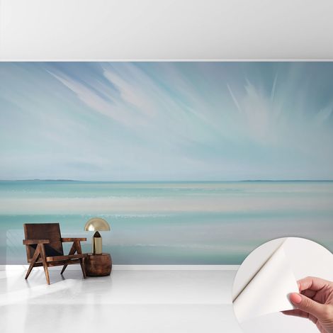 Papier peint adhésif avec colle pour décoration moderne de salon chambre à coucher cuisine et bureau Facile Mer calme 416x254 cm (1/5)