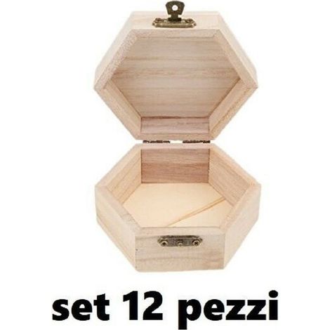 Lot De 12 Boîtes à Bijoux En Bois à Découper Boîtes Hexagonales