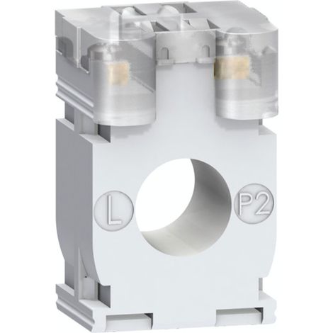 Transformador de intensidad TI 75/5A tipo CC de 21 mm, ideal para conexiones eléctricas seguras.
