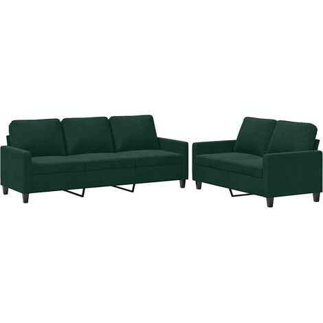 Maison Exclusive - Set di Divani 2 pz con Cuscini Verde scuro in Velluto