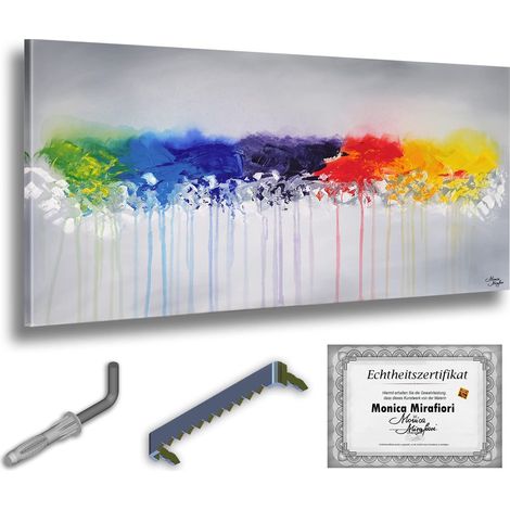 Monica Mirafiori  Dipinto 100% a mano  Quadro astratto arcobaleno 140x70 cm  Dipinto dipinto a mano  Pittura acrilica  Quadro acrilico di grandi dimensioni  Arte moderna  Stampe artistiche (1/5)