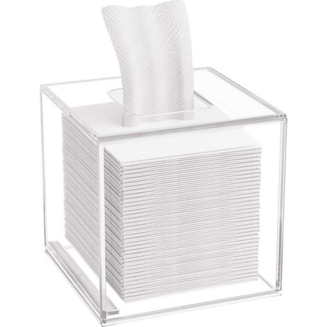 Quadratische Kosmetiktücherbox aus Acryl, transparent, mit Magnetdeckel (1/5)