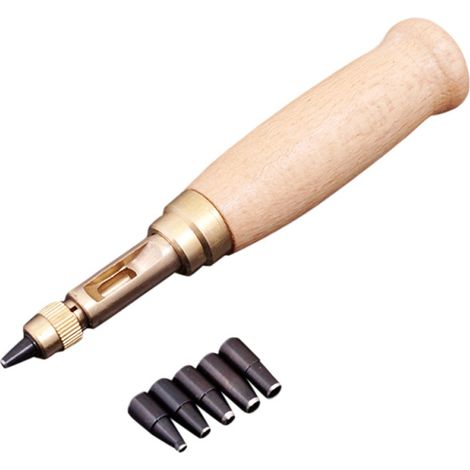Juego de 6 punzones rotativos automáticos y reemplazables, herramientas para manualidades en cuero, madera, acero y madera, de 1,5 mm a 4 mm.