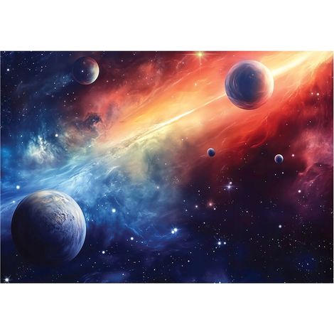 Papier peint mural espace cosmos enfant garçon intissé grand format design intérieur chambre enfant pas cher 150x105 cm (1/5)