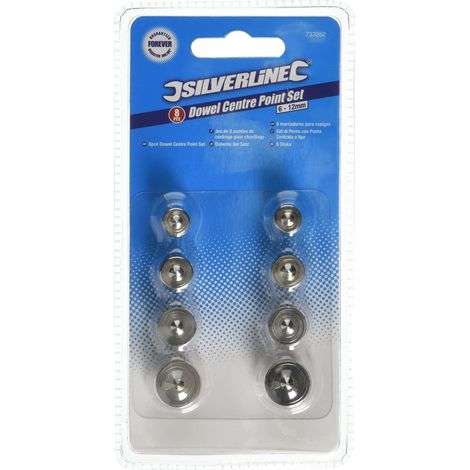 Silverline 733252 Set di Perno con Punta Centrata, 8 Pezzi, 6-12 mm