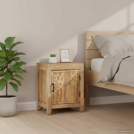 vidaXL Mesita de noche de madera maciza de mango 40x30x50 cm (1/5)