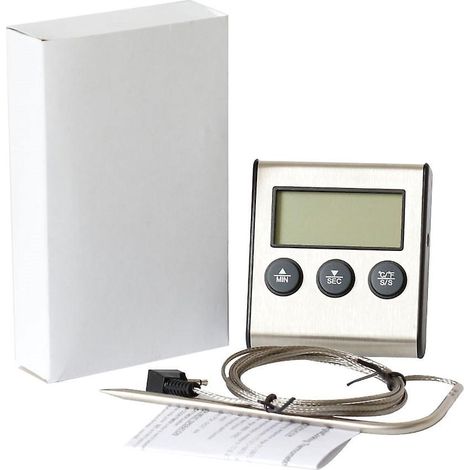 Digitales Kochthermometer mit Sonde, Timer und Alarmfunktion 0-250°C/32-482°F