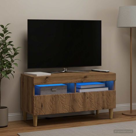 Beyamis Meuble TV LED en chêne massif et bois d'ingénierie (1/5)