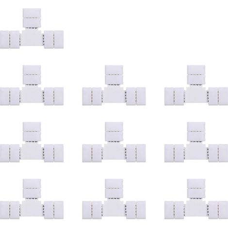 T-förmiger 4-Pin-RGB-LED-Streifenverbinder, Schnellverteiler, 10er-Pack, Weiß