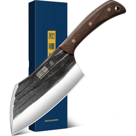 Hachoir de 15,2 cm, hachoir à viande végétale forgé à la main, couteau à pince complète, couteau de boucher pour couper la viande, pour la cuisine, la cuisine en plein air, le camping (1/5)