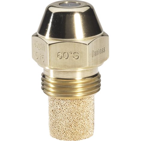 Danfoss – Gicleur chauffage central conique – Débit 0,55 US gal/h – Angle pulvérisation 60° – Filtre bronze fritté jusqu'à 1,75 US gal/h