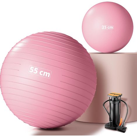 Ballon de gymnastique 55/65/75 cm et ballon de Pilates de 25 cm – anti-éclatement de grossesse – Ballon de siège antidérapant, ballon d'équilibre, ballon de yoga pour la maison (1/5)
