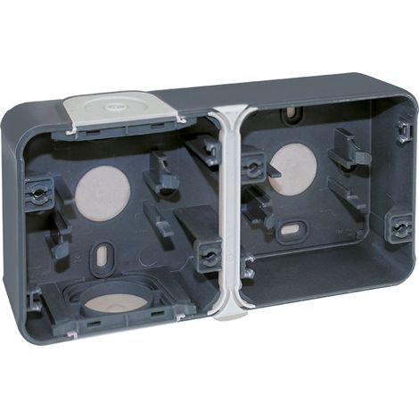 Boite étanche 2 poste horizontale en saillie - IP55 - OXXO Couleur  Gris