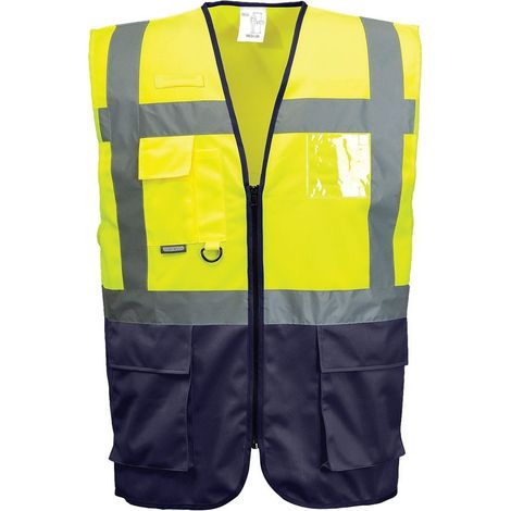Gilet di pronto soccorso fluorescente ad alta visibilità Portwest Executive Varsavia Giallo / Marina 5XL