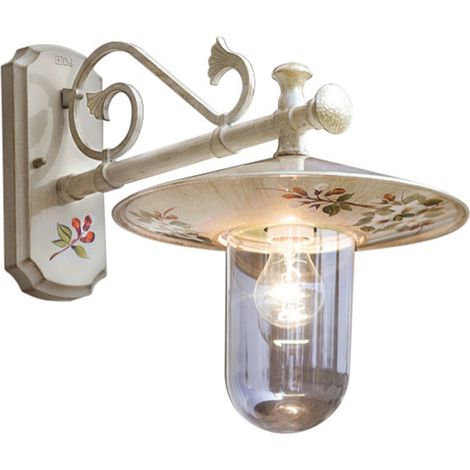 Applique Esterno Classica Genova Metallo Ceramica Bianco Sfumato Oro 1 Luce E27 (1/5)