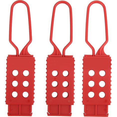 Lucchetto di sicurezza in nylon a 6 fori con chiusura a scatto ed etichetta, per isolamento elettrico, 3 pezzi.