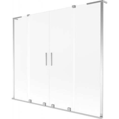 Mexen Velar L Duo paravent de baignoire à 2 panneaux coulissants 200 x 150 cm, givré, chrome - 896-200-003-32-01 (1/2)