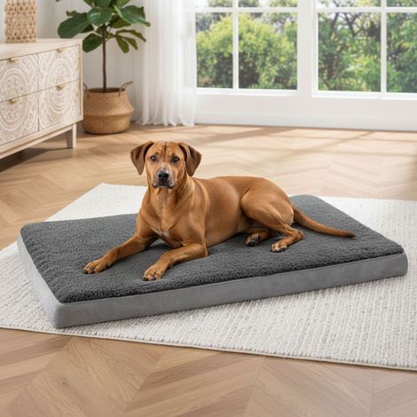 belviona Hundematratze, weiche & stabile Liegematte mit waschbarem Bezug, 112x81x8 cm, anthrazit (1/5)