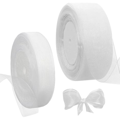 Rolls of White Organza Ribbon, 45m each, 2cm x 4cm, Transparent Organza Ribbons for Gift Wrapping, Flower Wrapping, Christmas, Wedding (1/5)