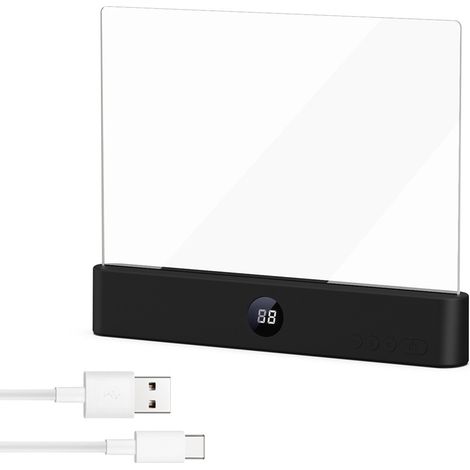 Lampe de lecture portable en acrylique transparent tricolore à intensité variable, lampe de chevet rechargeable USB, noire, protégeant les yeux (1/5)