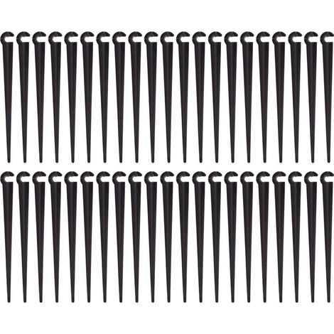 Irrigation Pipe Support Stakes, Plastic Drip Irrigation Pipe Holder, Gardening Tool, 100 Pack (1/4)