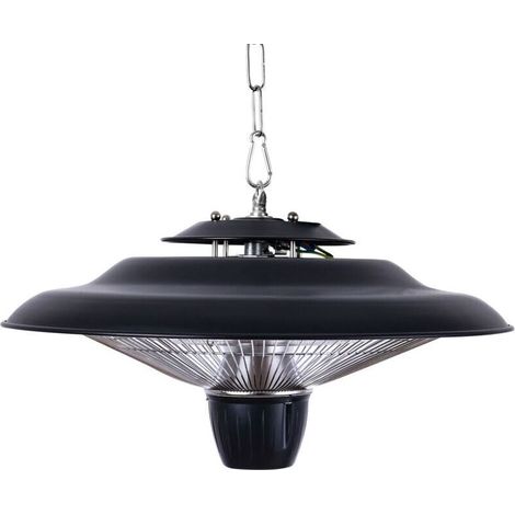 Chauffage intérieur et extérieur, 600W et 1500W réglable, chauffage électrique infrarouge suspendu pour terrasse extérieure, porche, garage, balcon, protection contre la surchauffe, noir