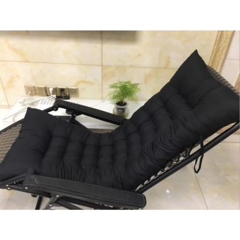 Coussin Chaise Jardin - Polyester - 48x125x8 cm - Noir - Extérieur - 1 Pièce
