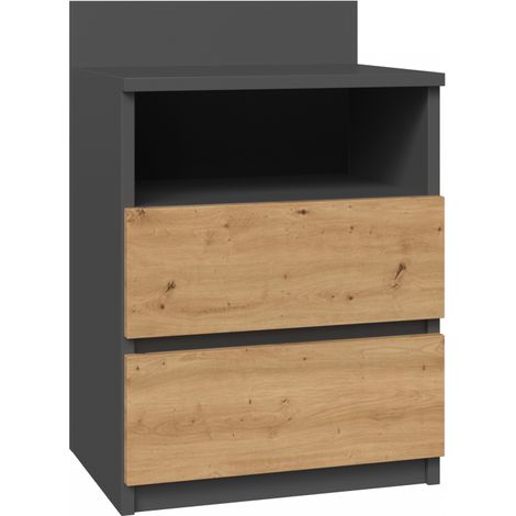 ASTER T1 - Comodino con 2 cassetti - 59x40x32 cm - Comodino - Stile scandinavo (1/3)