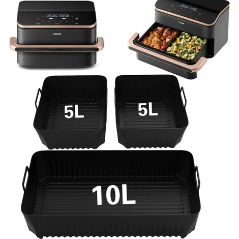 Lot de 3 moules silicone air fryer – Compatible Cosori 10L Twinfry – Accessoires cuisson (1/5)