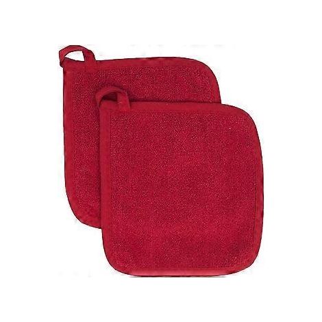 Topflappen-Set aus Baumwollfrottee, 2er-Pack, Paprikarot (1/5)