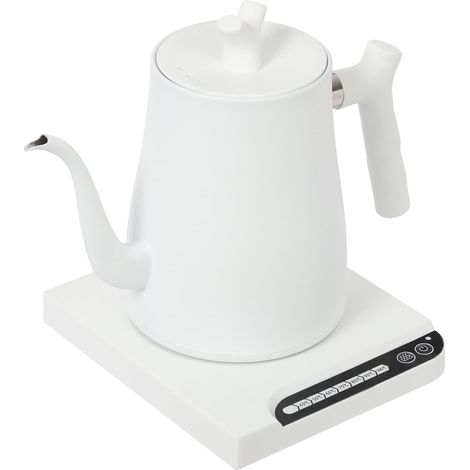 Bouilloire à Col de Cygne 1L, Bouilloire Électrique Inox à Long Bec, Contrôle Température 7 Positions, 1000 W, Anti-séchage, Design Moderne, Idéale pour Thé et Café (Blanc) (1/5)