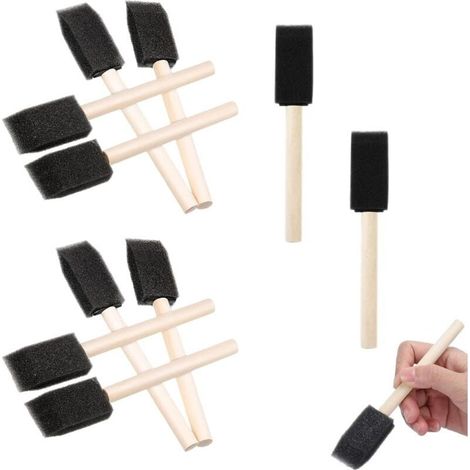 10 Pièces Pinceaux en Mousse, Pinceau Mousses de Peinture avec Manche en Bois, Pinceaux Éponges pour l'Acrylique, Art, Vernis, Artisanat (1/4)