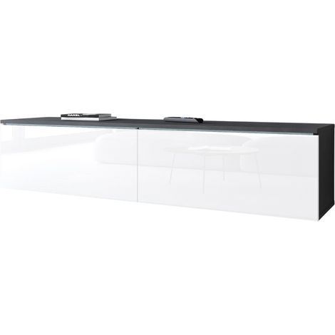 Mobile TV per soggiorno 140 cm 2 ante matera/bianco lucido universale con LED (1/5)