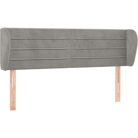 Testiera accessorio letto mobile camera con bordo laterale 147 x 23 x 78/88 cm tessuto velluto grigio chiaro TDL0205232