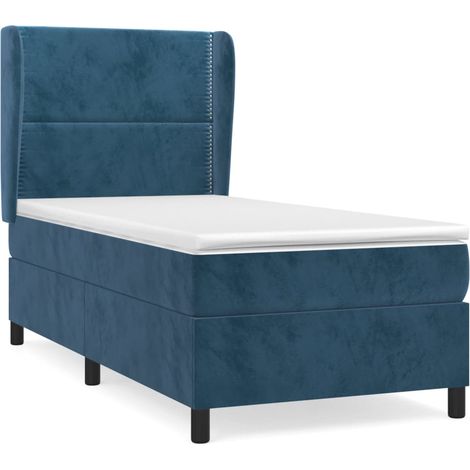 Maison Exclusive - Giroletto a Molle con Materasso Blu Scuro 80x200 cm in Velluto (1/5)