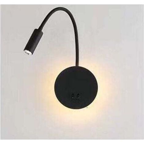 3W+8W LED Lampe De Chevet Noir Applique Liseuse Applique De Chevet Pour Lire LED Lampe De Lecture De Cygne Flexible Moderne Liseuse Murale Chambre Avec Interrupteur 3000K (1/5)