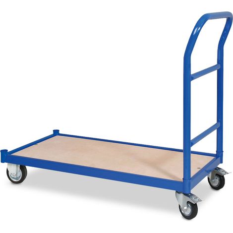 BRB Schiebebügelwagen, LxBxH 1070x500x890 mm, 2 Bockrollen, 2 Lenkrollen mit Feststellbremse (1/2)
