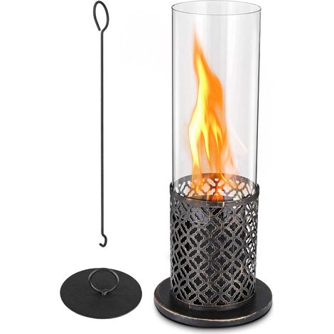 Cheminée au Bioéthanol, Cheminée de Table, Cheminée de Terrasse, Photophore, Cheminée à Poser, Ø203495 mm, pour l'intérieur et l'extérieur (1/5)