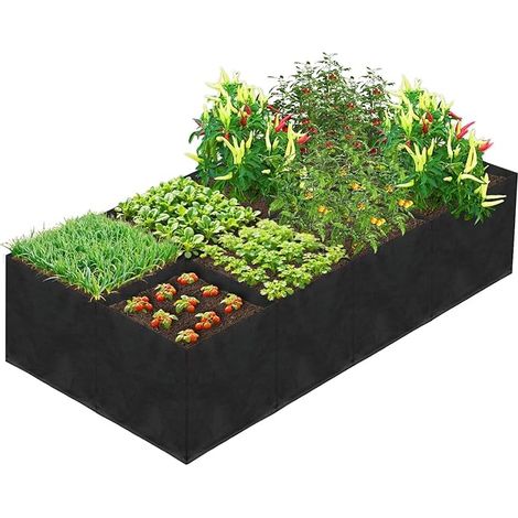 128 Gallons 8 Grilles Sacs de Culture pour Plantes, 180CM x 90CM x 30CM Jardinière Surélevée en Tissu Non Tissés Respirants Conteneurs de Jardin Épais avec Poignée pour Fleurs Légumes Fruits (1/5)