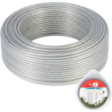 Fil de coupe en acier 2,4 mm x 30 m – Bobine fil pour débroussailleuse et coupe-bordure, accessoire tondeuse à gazon l'élimination des mauvaises herbes l'herbe dans le Mm X M -