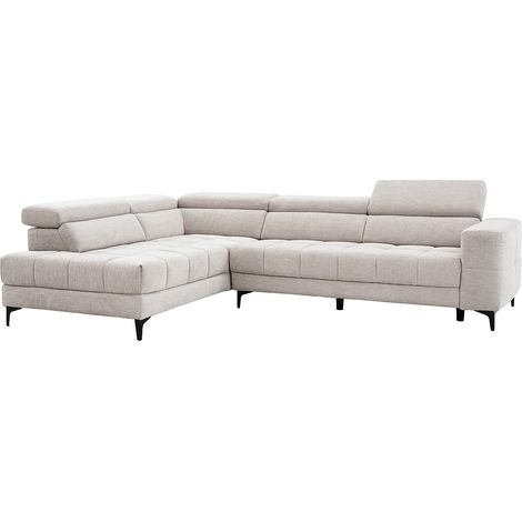Divano angolo a sinistra relax elettrico seduta scorrevole in Tessuto Beige - MONISO