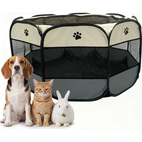 Relaxdays Puppy Playpen, foldable, HxD: 58x114 cm, indoor/outdoor pop-up portable dog pen, polyester, multicolour