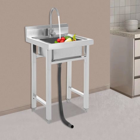 YISSALE-Edelstahlspüle Einfaches Spülbecken für Campingzwecke 50 x 50 x 93 cm (1/5)