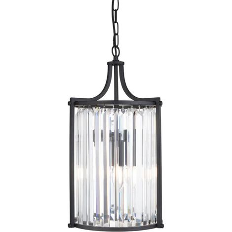 Searchlight Victoria Suspension à 2 lampes, noir mat, verre cristal (1/3)