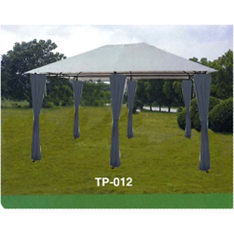 Pergola fissa Pluvia in metallo 3,0x4,0x2,5 m con tende marroni