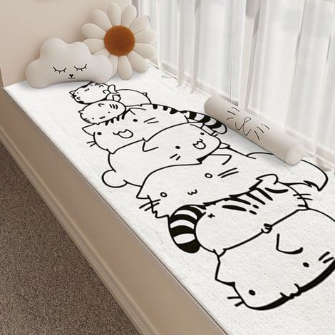 Ede Chat empilable 5050CM Imitation cachemire Couverture rafraîchissante en fausse cachemire avec un adorable motif de chat, idéale pour la maison, la chambre, la table de chevet, absorbante, antidéra (1/4)