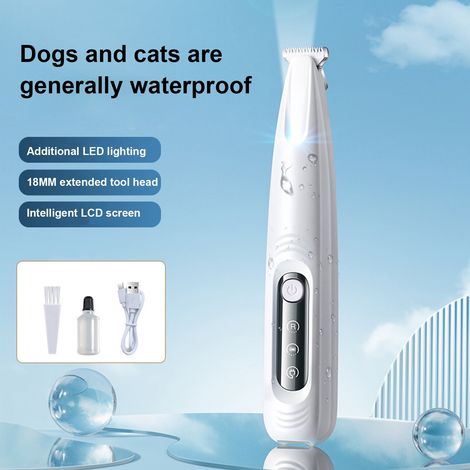Trimmeur Pour Pattes De Chien - Lame En Acier Inoxydable 18 Mm - Étanche - À Batterie Rechargeable 500 Mah - Avec Éclairage Led - Sans Fil - Blanc - 1 Pièce (1/5)