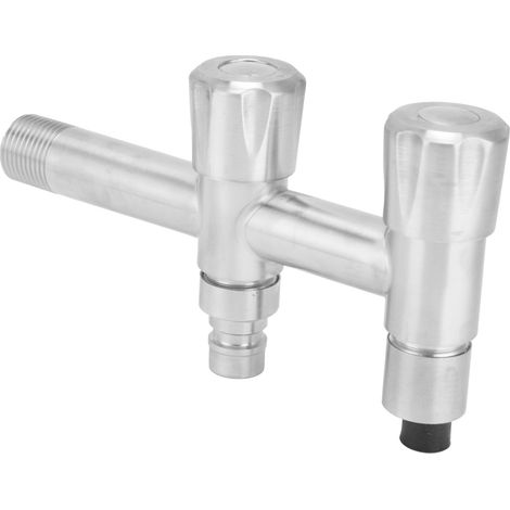 Robinet Machine à Laver en Acier Inoxydable, 1 Entrée 2 Sorties, Robinets pour Lavabo, Salle de Bains, Balcon (1/5)